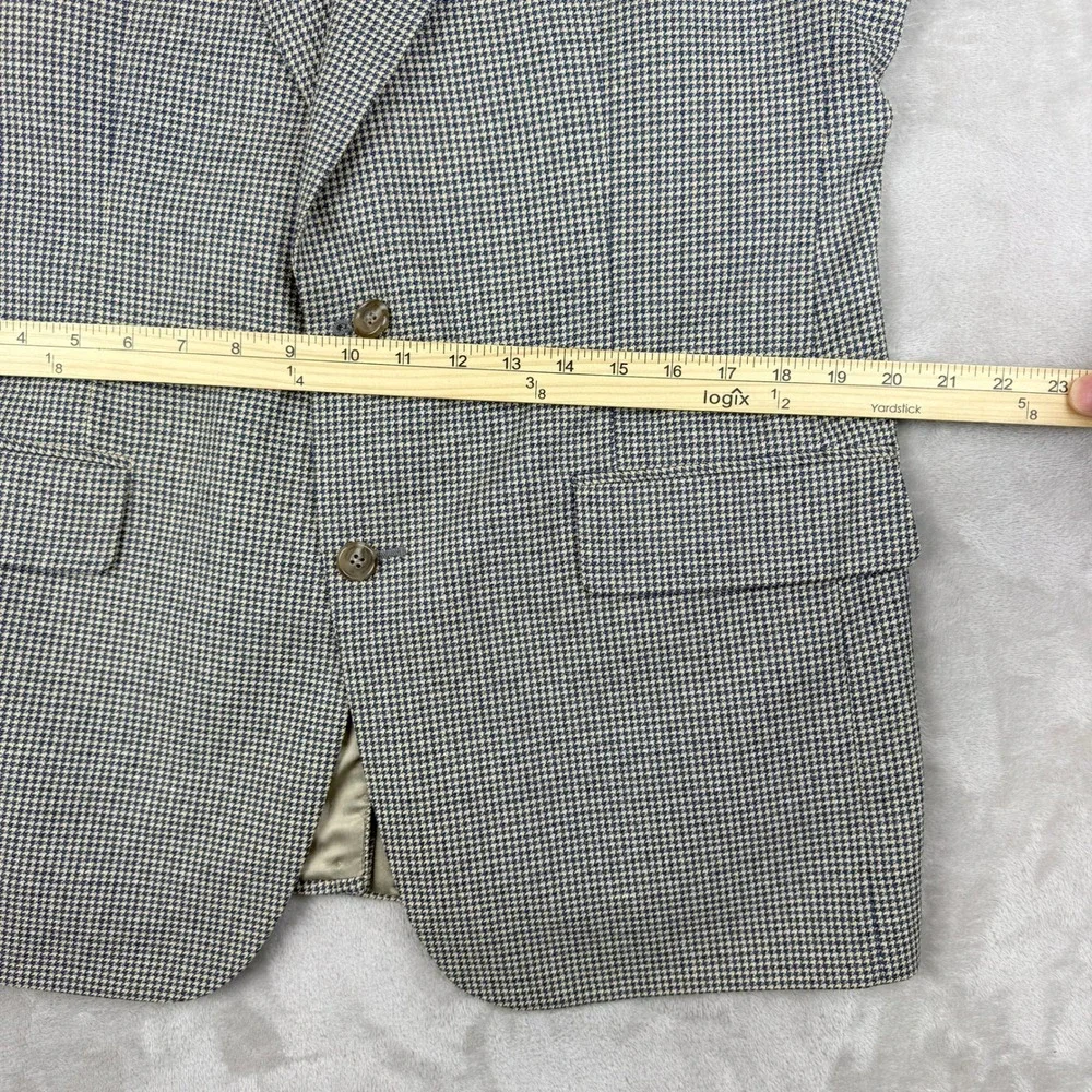 VTG Brooks Brothers Blazer Mens 40R Navy Cream Houndstooth Wool USA Union Made
